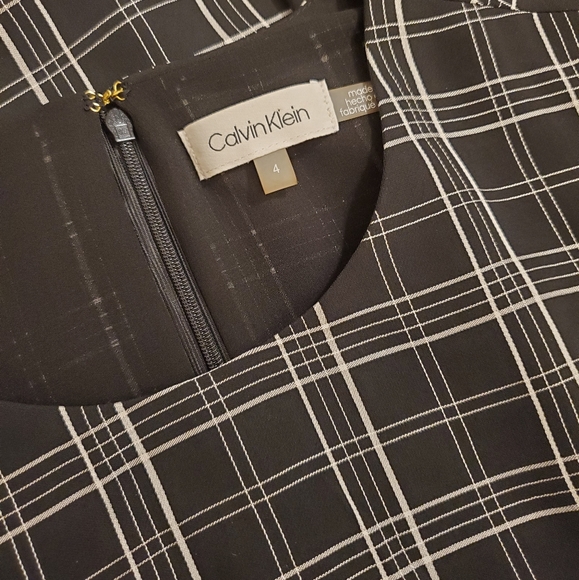 ♠️3xHost Pick♠️ New Calvin Klein Black and White Plaid Dress w/Tie - Picture 7 of 8